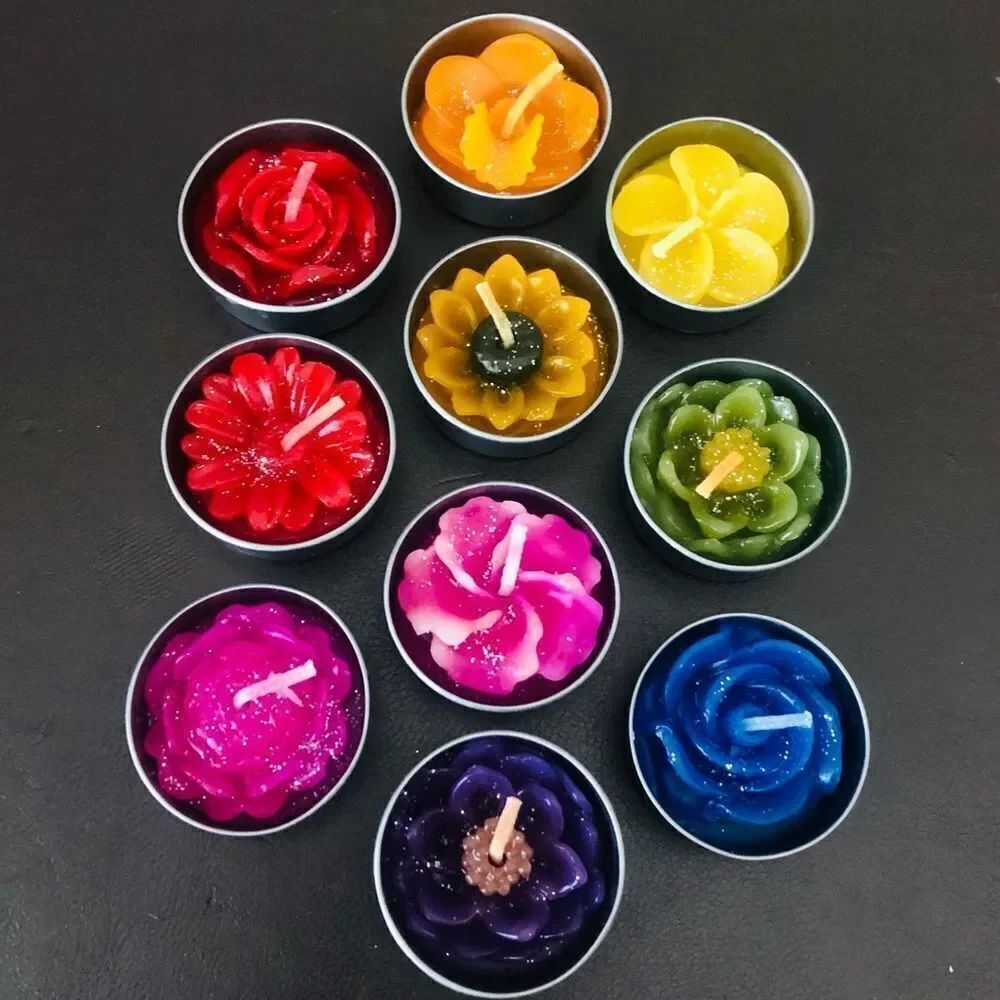 Flower Rainbow Multicolor Tealight Candles Set